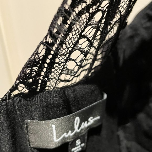 Lulu's Lace Back Halter Little Black Bodycon Dress, Small - Picture 3 of 4